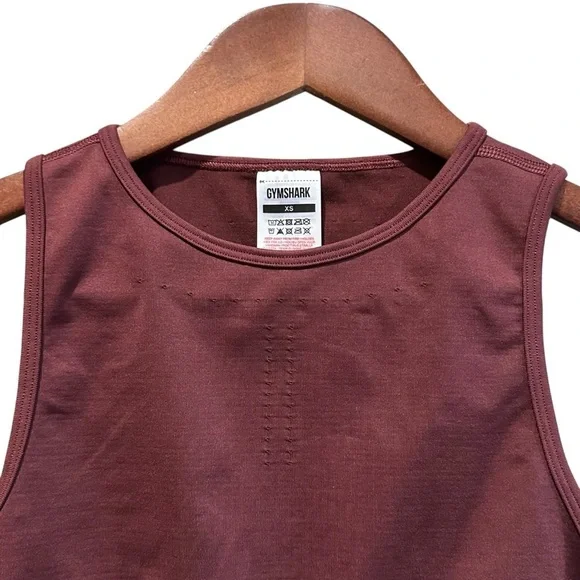 GYMSHARK Sweat Seamless Midi Tank Baked Maroon Women’s Size XS - Picture 4 of 7